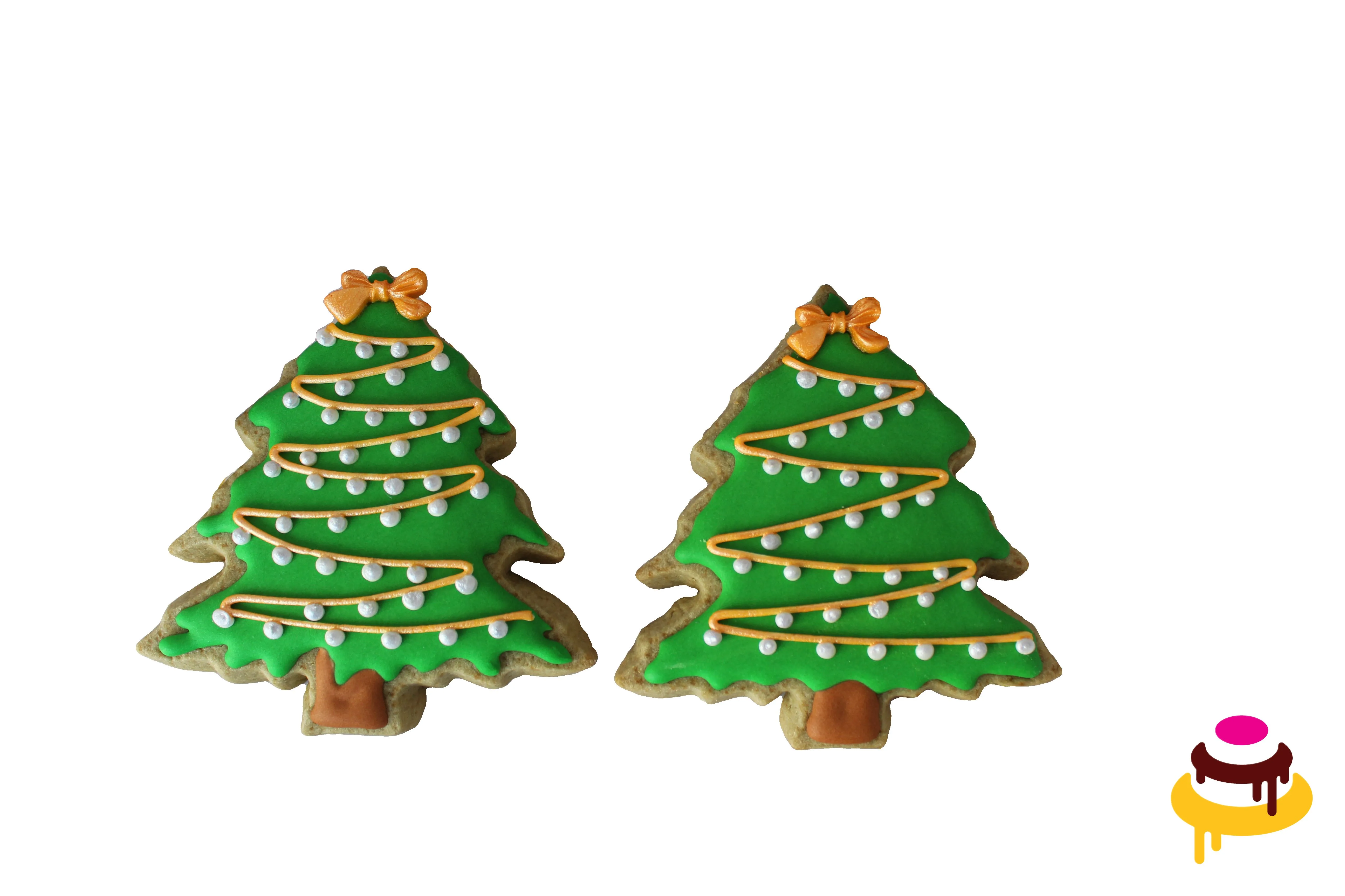 Custom hand-piped Christmas tree cookies San Francisco Bay Area
